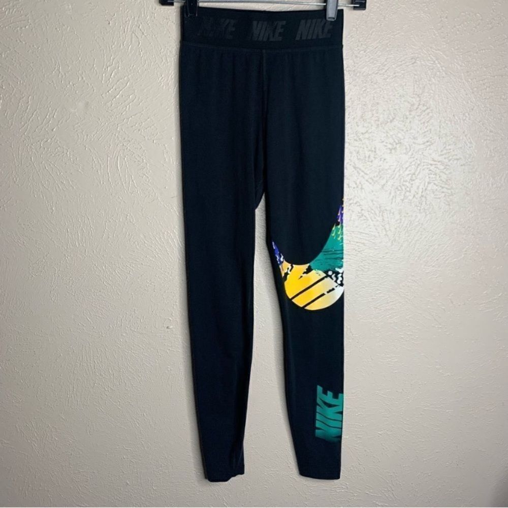 Nike colorful swoosh leggings black